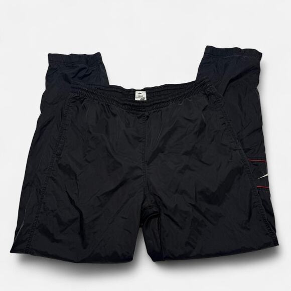 Nike Black Swoosh Track Pants Men’s Size L Windbreaker Athletic Nylon - Picture 3 of 7